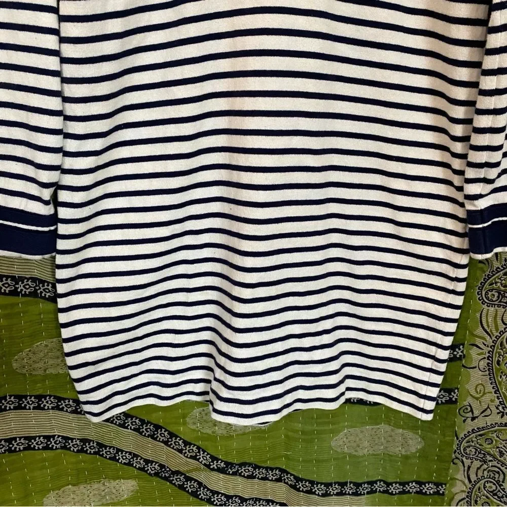 Tory Burch White/ Blue Cotton Knit Mini Tunic Nautical Dress Size Medium